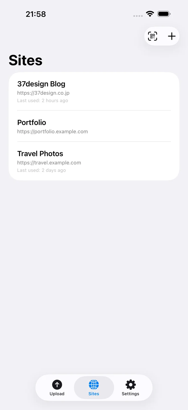 Connected WordPress sites in SnapPress